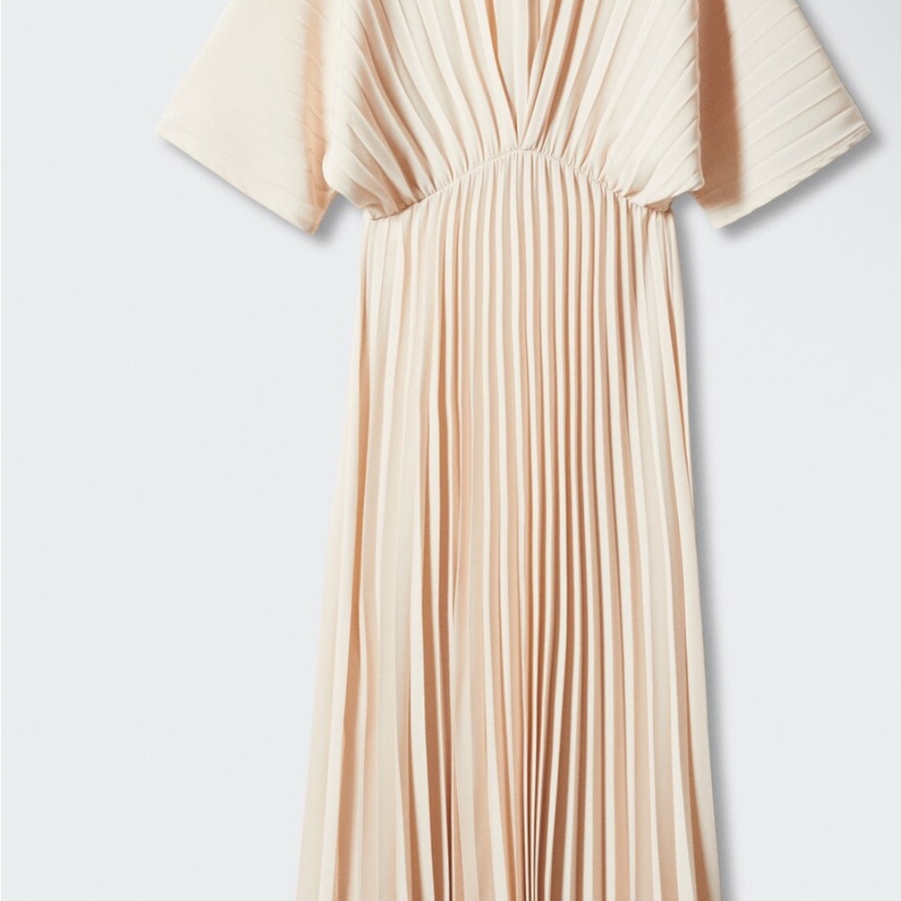 Mango Cream Pleated Maxi Dress - Picture 2 of 6